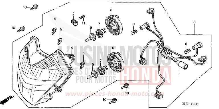 HEADLIGHT for Silver Wing FORCE SILVER METALLIC (NH411) from 2002